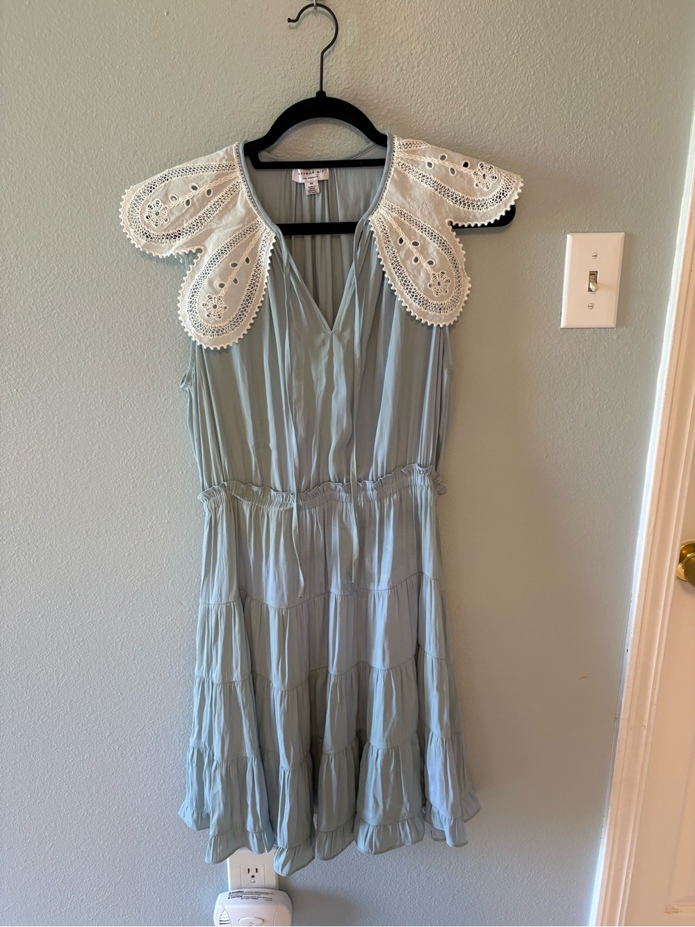 Current Air Pale Blue Dress with White Lace Trim